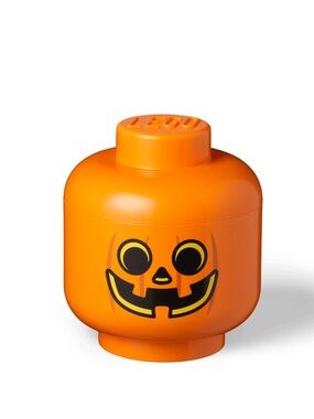 Lego Orange LARGE Jack-O'-Lantern Minifigure Head Storage, NEW